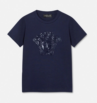 VERSACE KIDS 1000129 1A08294 T-SHIRT NAVY