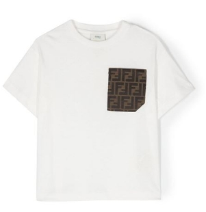 FENDI KIDS JUI150 7AJ F0TU9 GESSO T-SHIRT (8A-12+)