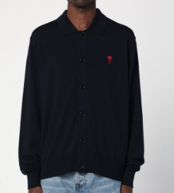AMI PARIS HKC211KN0025 430 MEN'S CARDIGAN NIGHTBLUE
