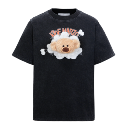 13DE MARZO  MZ2501801 BEAR ANIME SMOG T-SHIRT  BLACK 