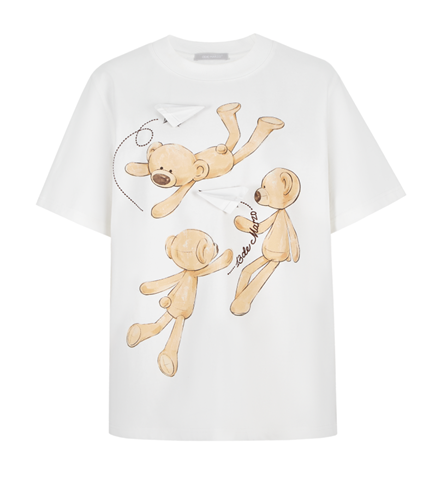 13DE MARZO 1833 PAPER PLANE BEAR T-SHIRT WHITE