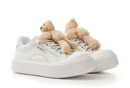 13DE MARZO MZ2508401 BEAR LOGO PLATFORM SHOES LEATHER/WHITE