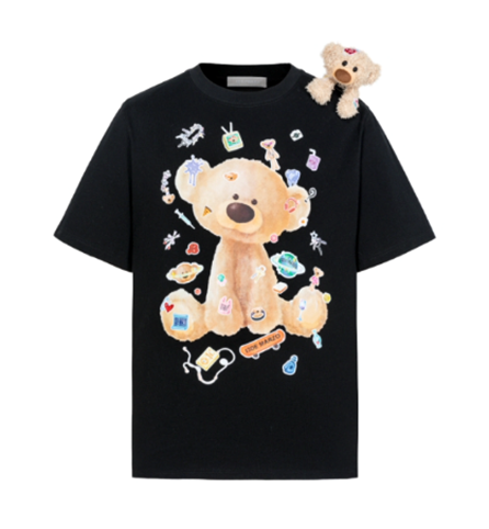 13DE MARZO 1962 BEAR STICKERS  T-SHIRT BLACK 