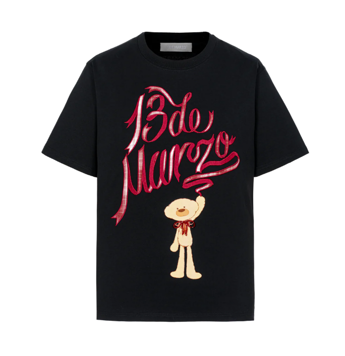 13DE MARZO MZ2504701 DOOZOO CHECKED RIBBON T-SHIRT BLACK