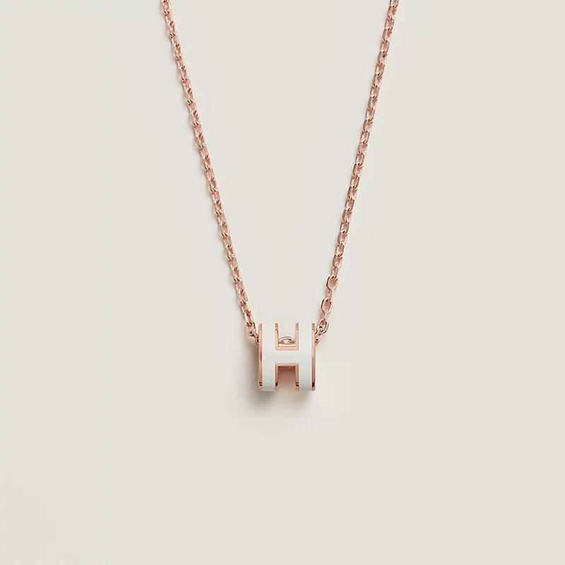 HERMES PENDENTI MINI POP H PLAQUE GOLD/WHITE