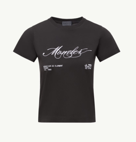 MONCLER 8C00005 89AJS 999 T-SHIRT LOGO CORSIVO RICAMO NERO