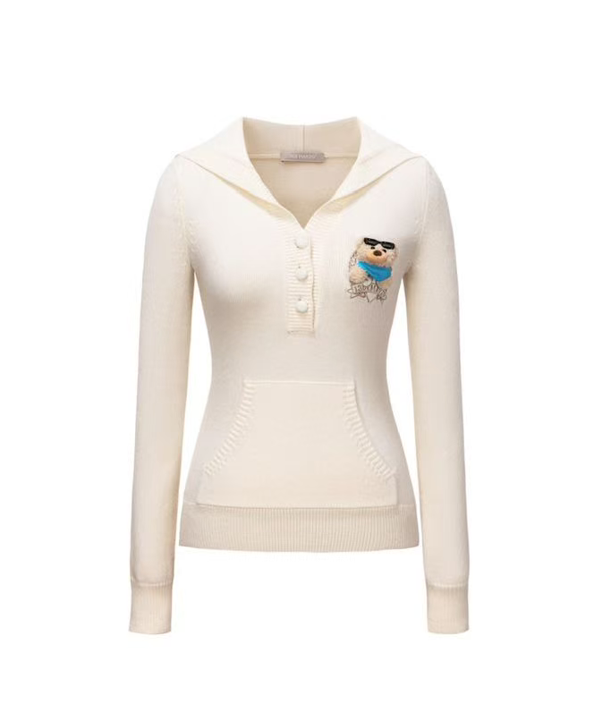 13DE MARZO 2151 BEAR KNIT FIT HOODIE BEIGE