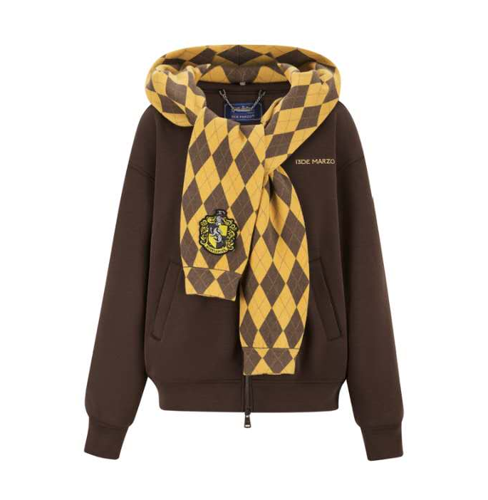 13DE MARZO MZ2505902 HOGWARTS FOUR  HOUSES BEAR ZIPPER HOODIE HUFFLEPUFF BROWN 