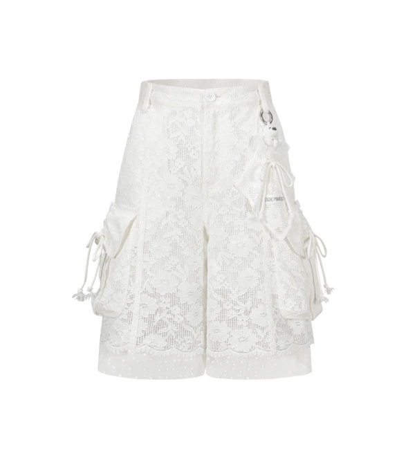 13DE MARZO MZ2607601 LACE CARGO BLOOMERS WHITE