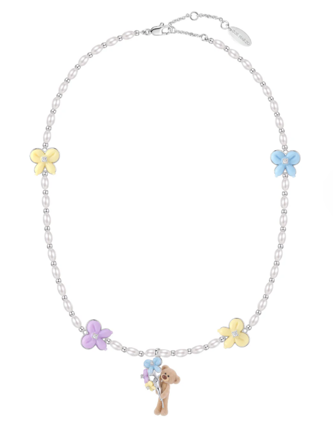 13DE MARZO MZ2608101 BALLOON BOW BEAR NECKLACE SILVER