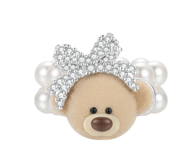 13DE MARZO MZ2608201 BOW BEAR ELASTIC RING SILVER