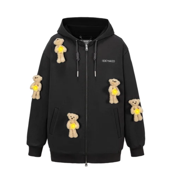 13DE MARZO MZ2610001 LUMI STAR BEAR ZIP HOODIE DARK GREY