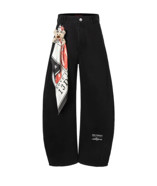 13DE MARZO MZ2611801 ROLLING STONES PRINT SCARF PANTS BLACK