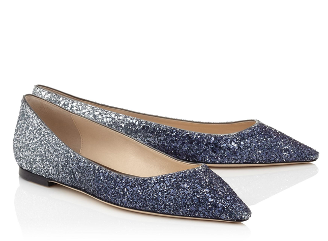 JIMMYCHOO ROMY FLATCGDNAVY/SILVER