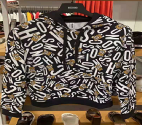 MOSCHINO FELPA GIROCOLLO FULL ORSO 1720 9005 1555 NERO SENZA ZIP