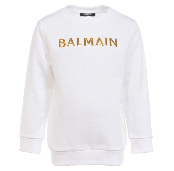 BALMAIN KID FELPA 6Q4670 Z0001 100OR BIANCO