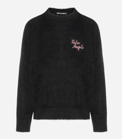 PALM ANGELS PMHE007F22KNI002 BLACK MOHAIR SWEATER