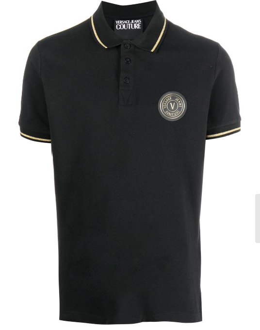 VERSACE 74GAGT08 CJ01T MEN T-SHIRT BLACK GOLD